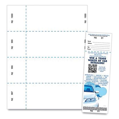 Jumbo Micro-Perforated Event/Raffle Ticket, 90 lb Index Weight, 8.5 x 11, White, 4 Tickets/Sheet, 250 Sheets/Pack1