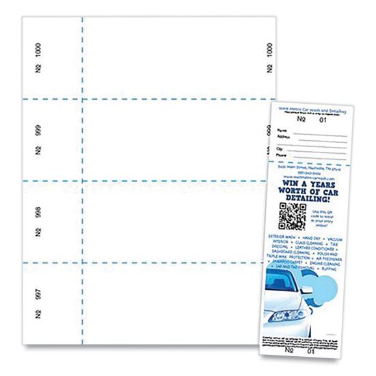 Jumbo Micro-Perforated Event/Raffle Ticket, 90 lb Index Weight, 8.5 x 11, White, 4 Tickets/Sheet, 250 Sheets/Pack1