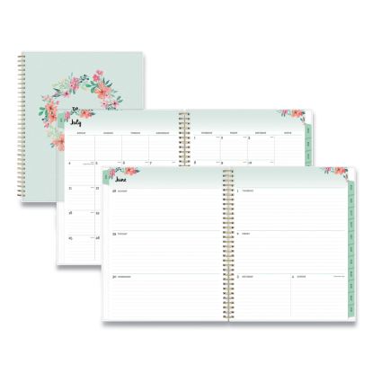 Laurel Academic Year Weekly/Monthly Planner, Floral Artwork, 11 x 8.5, Green/Pink Cover, 12-Month (July-June): 2021-20221