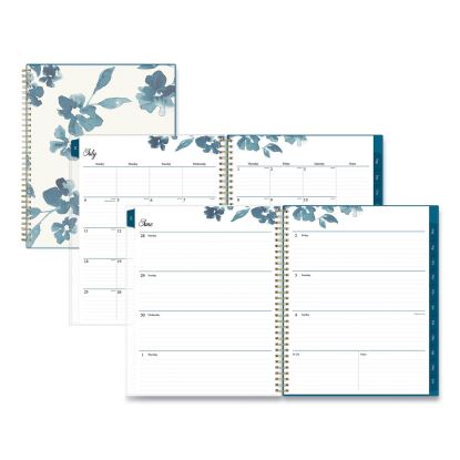 Bakah Blue Academic Year Weekly/Monthly Planner, Floral Artwork, 11 x 8.5, Blue/White Cover, 12-Month (July-June): 2022-20231