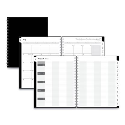 Solid Black Teacher's Weekly/Monthly Lesson Planner, Two-Page Spread (Nine Classes), 11 x 8.5, Black Cover, 2022 to 20231