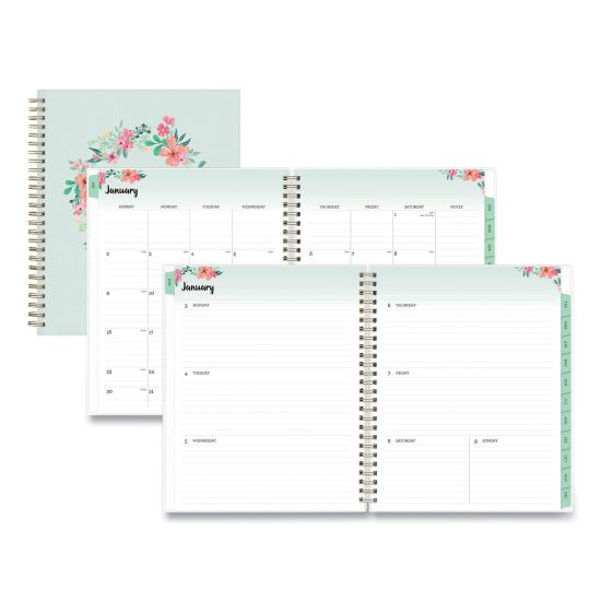 Laurel Weekly/Monthly Planner, Laurel Floral Artwork, 9 x 7, Green/Pink/Orange Cover, 12-Month (Jan to Dec): 20231