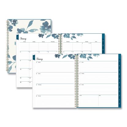 Bakah Blue Weekly/Monthly Planner, Bakah Blue Floral Artwork, 11 x 8.5, Blue/White Cover, 12-Month (Jan to Dec): 20231