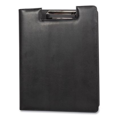 Faux-Leather Padfolio, Notched Front Cover with Clipboard Fastener, 9 x 12 Pad, 9.75 x 12.5, Black1