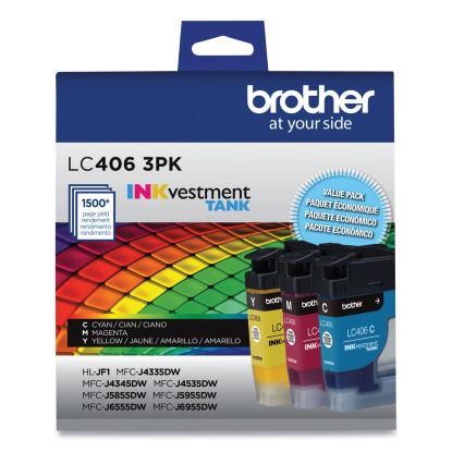 LC4063PK INKvestment Ink, 1,500 Page-Yield, Cyan/Magenta/Yellow, 3 Pack1