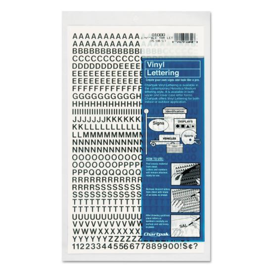 Press-On Vinyl Letters and Numbers, Self Adhesive, Black, 0.25"h, 610/Pack1