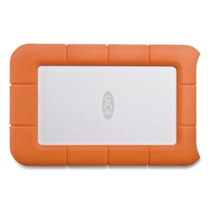 Rugged Portable External Hard Drive, 2 TB, USB-C, Orange/Silver1