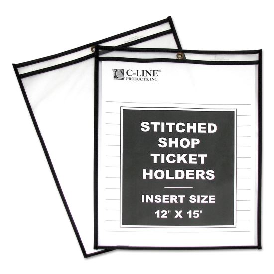 Shop Ticket Holders, Stitched, Both Sides Clear, 75", 12 x 15, 25/BX1