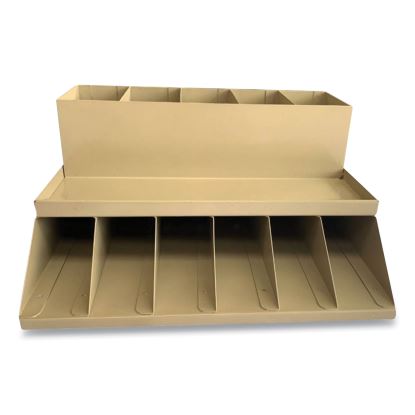 Coin Wrapper and Bill Strap 2-Tier Rack, 11 Compartments, 9.38 x 8.13 4.63, Metal, Pebble Beige1