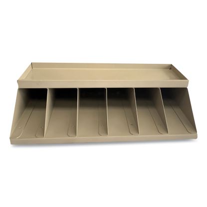 Coin Wrapper and Bill Strap Single-Tier Rack, 6 Compartments, 10 x 8.5 x 3, Steel, Pebble Beige1