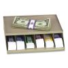 Coin Wrapper and Bill Strap Single-Tier Rack, 6 Compartments, 10 x 8.5 x 3, Steel, Pebble Beige2