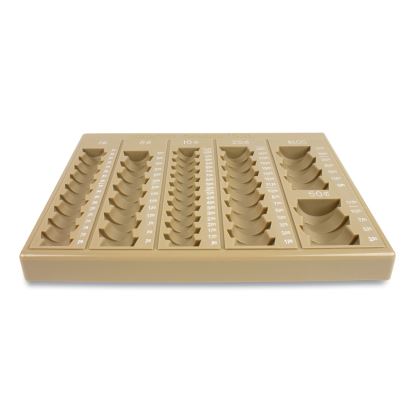 Plastic Coin Tray, 6 Compartments, Stackable, 7.75 x 10 x 1.5, Tan1