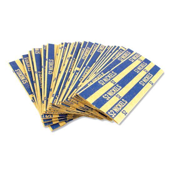 Flat Tubular Coin Wrap, Nickels, $2.00, Blue, 1,000/Box1