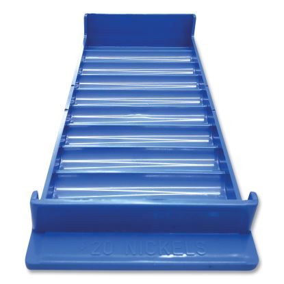 Stackable Plastic Coin Tray, 10 Compartments, Stackable, 3.75 x 10.5 x 1.5, Blue, 2/Pack1