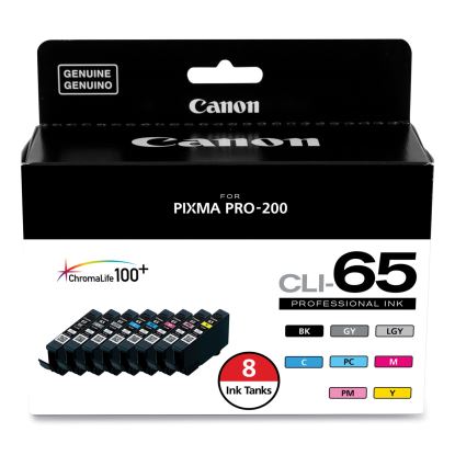 4215C007 (CLI-65) Ink, Black/Cyan/Gray/Light Gray/Magenta/Photo Cyan/Photo Magenta/Yellow, 8/Pack1