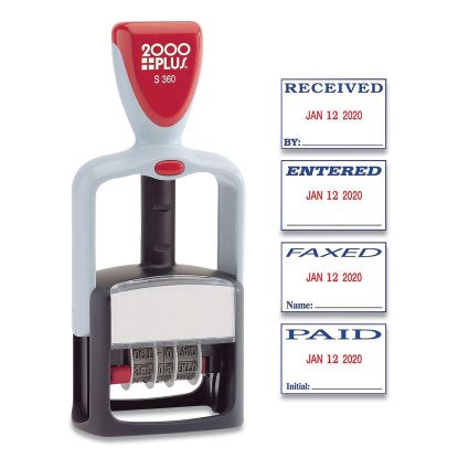 Model S 360 Self-Inking Two-Color Message Dater, 5 Years, ENTERED/FAXED/PAID/RECEIVED, 1.81" x 1.25", Blue/Red Ink1