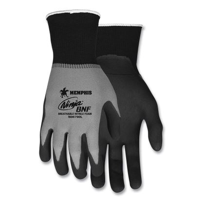 Ninja Nitrile Coating Nylon/Spandex Gloves, Black/Gray, Medium, Dozen1