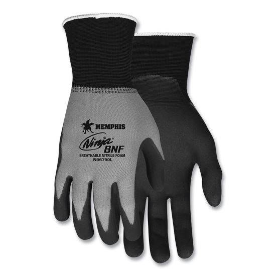 Ninja Nitrile Coating Nylon/Spandex Gloves, Black/Gray, Small, Dozen1