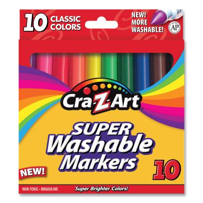 Super Washable Markers, Broad Bullet Tip, Assorted Colors, 10/Set1