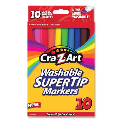 Washable SuperTip Markers, Fine/Broad Bullet Tips, Assorted Colors, 10/Set1