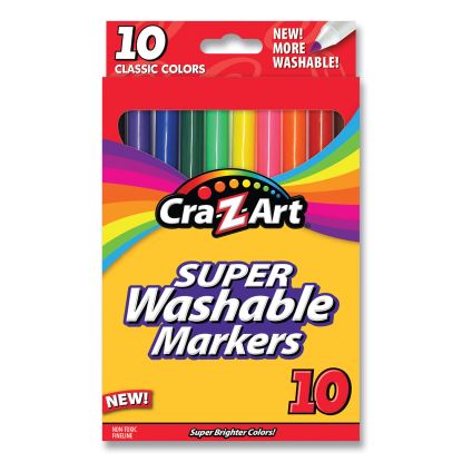 Super Washable Markers, Fine Bullet Tip, Assorted Colors, 10/Set1