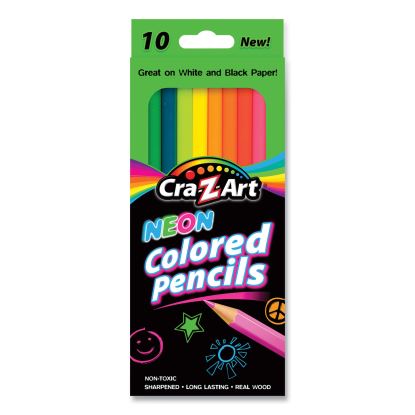 Neon Colored Pencils, 10 Assorted Lead/Barrell Colors, 10/Set1