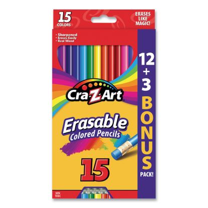 Erasable Colored Pencils, 15 Assorted Lead/Barrel Colors, 15/Set1