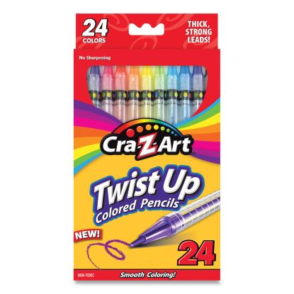 Twist Up Colored Pencils, 24 Assorted Lead Colors, Clear Barrel, 24/Set1