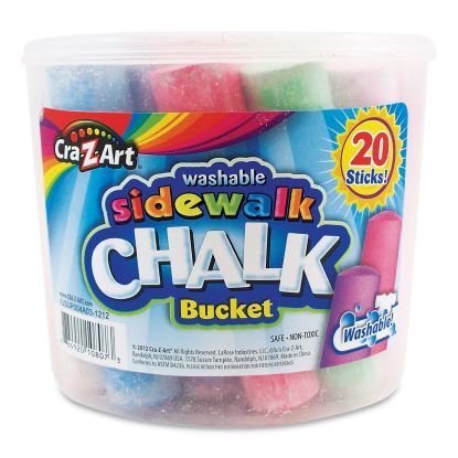 Washable Sidewalk Jumbo Chalk in Storage Bucket with Lid and Handle, 12.63", 20 Assorted Colors1