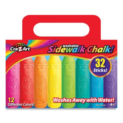 Washable Sidewalk Chalk, 12 Assorted Colors, 32 Sticks/Box1