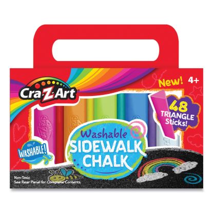 Washable Sidewalk Chalk, Triangle Shaped, 12.63", 48 Assorted Bright Colors, 48 Sticks/Set1