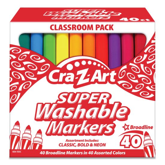 Super Washable Markers, Broad Bullet Tip, Assorted Colors, 40/Set1