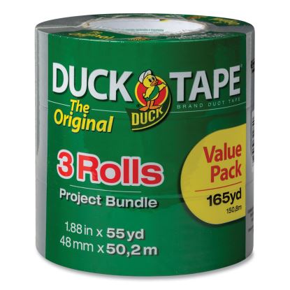 Utility Duct Tape, 3" Core, 1.88" x 55 yds, Silver, 3/Pack1