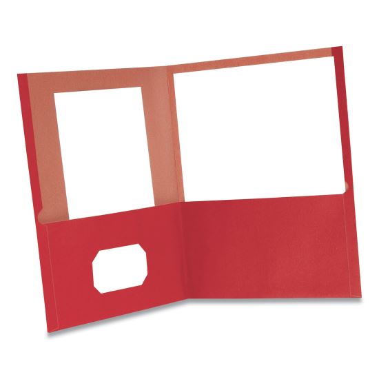 Earthwise by Oxford 100% Recycled Paper Twin-Pocket Portfolio, 100-Sheet Capacity, 11 x 8.5, Red, 10/Pack1