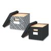 STOR/FILE Decorative Medium-Duty Storage Box, Letter/Legal Files, 12.5" x 16.25" x 10.25", Black/Gray Pinstripe Design, 4/CT2