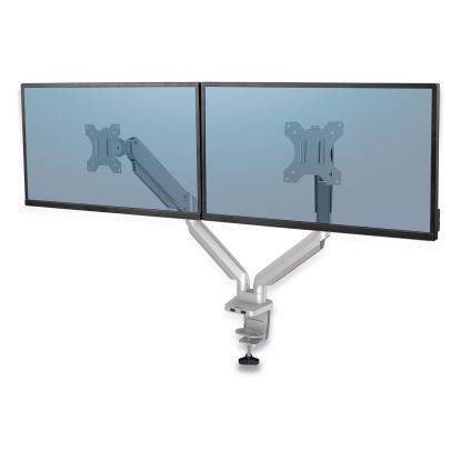 Platinum Series Dual Monitor Arm, For 27" Monitors, 360 deg Rotation, 45 deg Tilt, 180 deg Pan, Silver, Supports 20 lb1