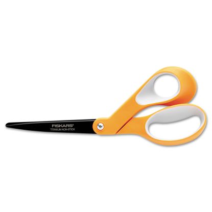 Premier Non-Stick Titanium Softgrip Scissors, 8" Long, 3.1" Cut Length, Orange/Gray Offset Handle1