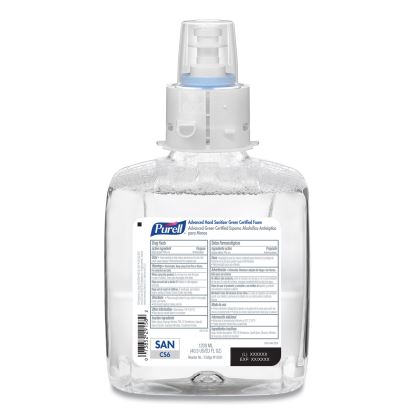 Green Certified Advanced Refreshing Foam Hand Sanitizer, For CS6, 1,200 mL, Fragrance-Free, 2/Carton1