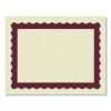 Metallic Border Certificates, 11 x 8.5, Ivory/Red with Red Border, 100/Pack2