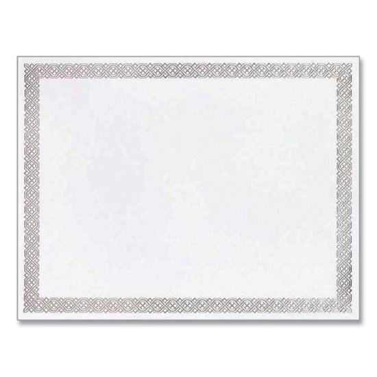 Foil Border Certificates, 8.5 x 11, Ivory/Silver, Braided with Silver Border, 15/Pack1