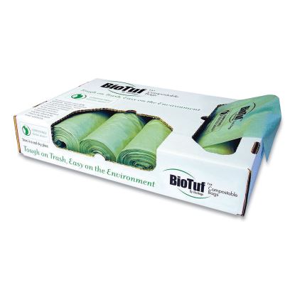 Biotuf Compostable Can Liners, 60 to 64 gal, 1 mil, 47" x 60", Green, 100/Carton1