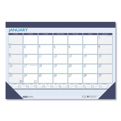 Recycled Contempo Desk Pad Calendar, 18.5 x 13, White/Blue Sheets, Black Binding, Black Corners, 12-Month (Jan to Dec): 20231