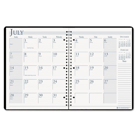 Spiralbound Academic Monthly Planner, 11 x 8.5, Black Cover, 14-Month (July to Aug): 2022 to 20231