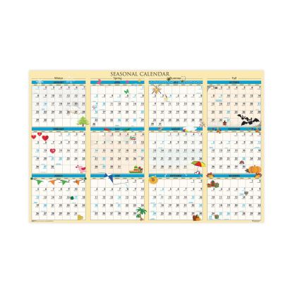 Recycled Seasonal Laminated Wall Calendar, Earthscapes Illustrated Seasons Artwork, 24 x 37, 12-Month (Jan to Dec): 20231