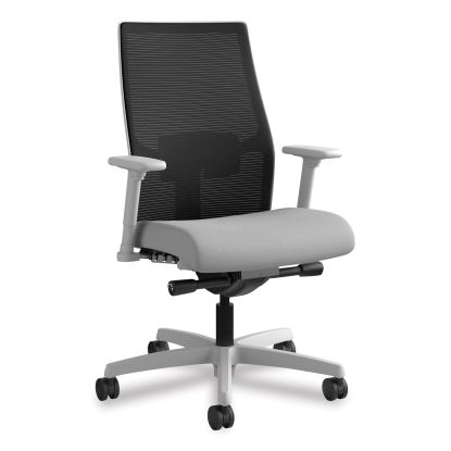 Ignition 2.0 4-Way Stretch Mid-Back Mesh Task Chair, Supports 300 lb, 17" to 21" Seat, Frost Seat, Black Back, Titanium Base1