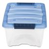 Stack and Pull Latching Flat Lid Storage Box, 3.23 gal, 10.9" x 16.5" x 6.5", Clear/Translucent Blue2