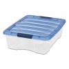 Stack and Pull Latching Flat Lid Storage Box, 6.73 gal, 16.5" x 22" x 6.5", Clear/Translucent Blue1