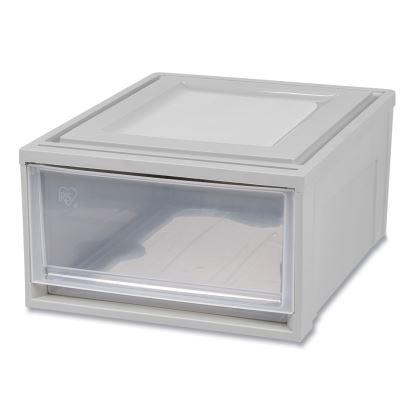 Stackable Storage Drawer, 7.75 gal, 15.75" x 19.62" x 9", Gray/Translucent Frost1