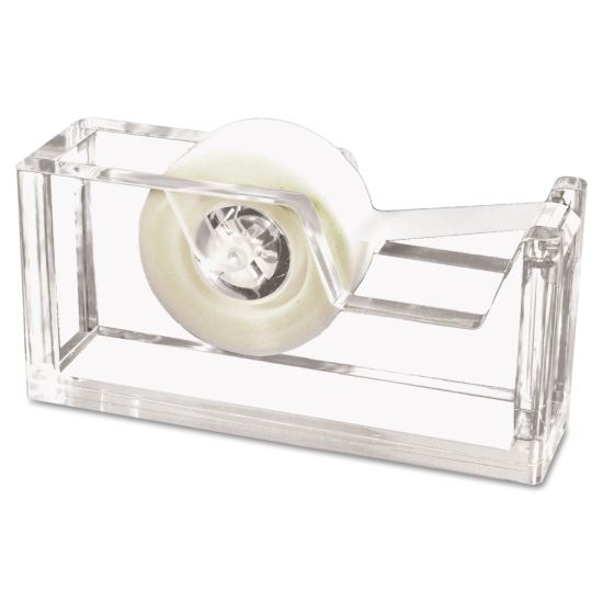 Desktop Tape Dispenser, 1" Core, Heavy Cast Acrylic, Clear1