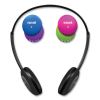 Kids Safe Headphones with Inline Microphone, 4 ft Cord, Black with Interchangeable Pink/Blue/Silver Caps2